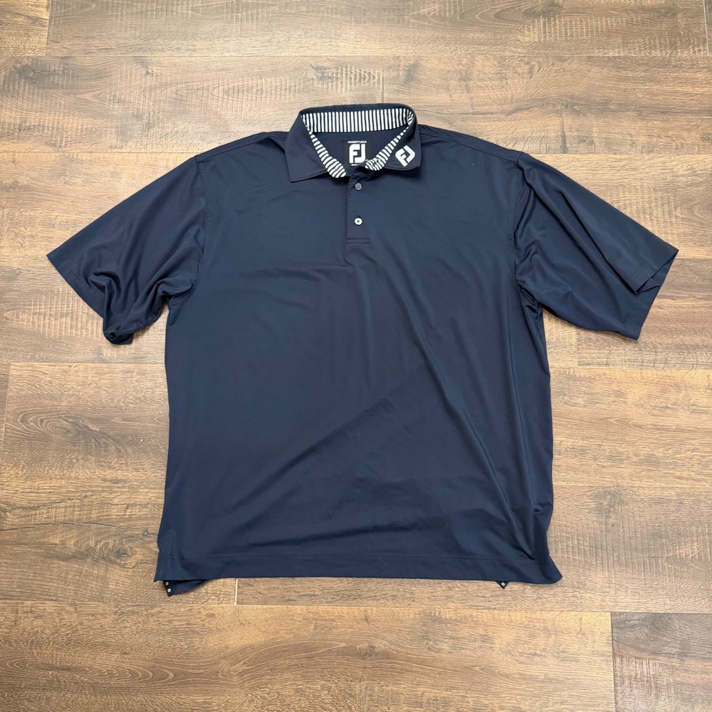 FootJoy ProDry Lisle Mens Golf Polo Shirt Navy Blue XL Short Sleeve Logo